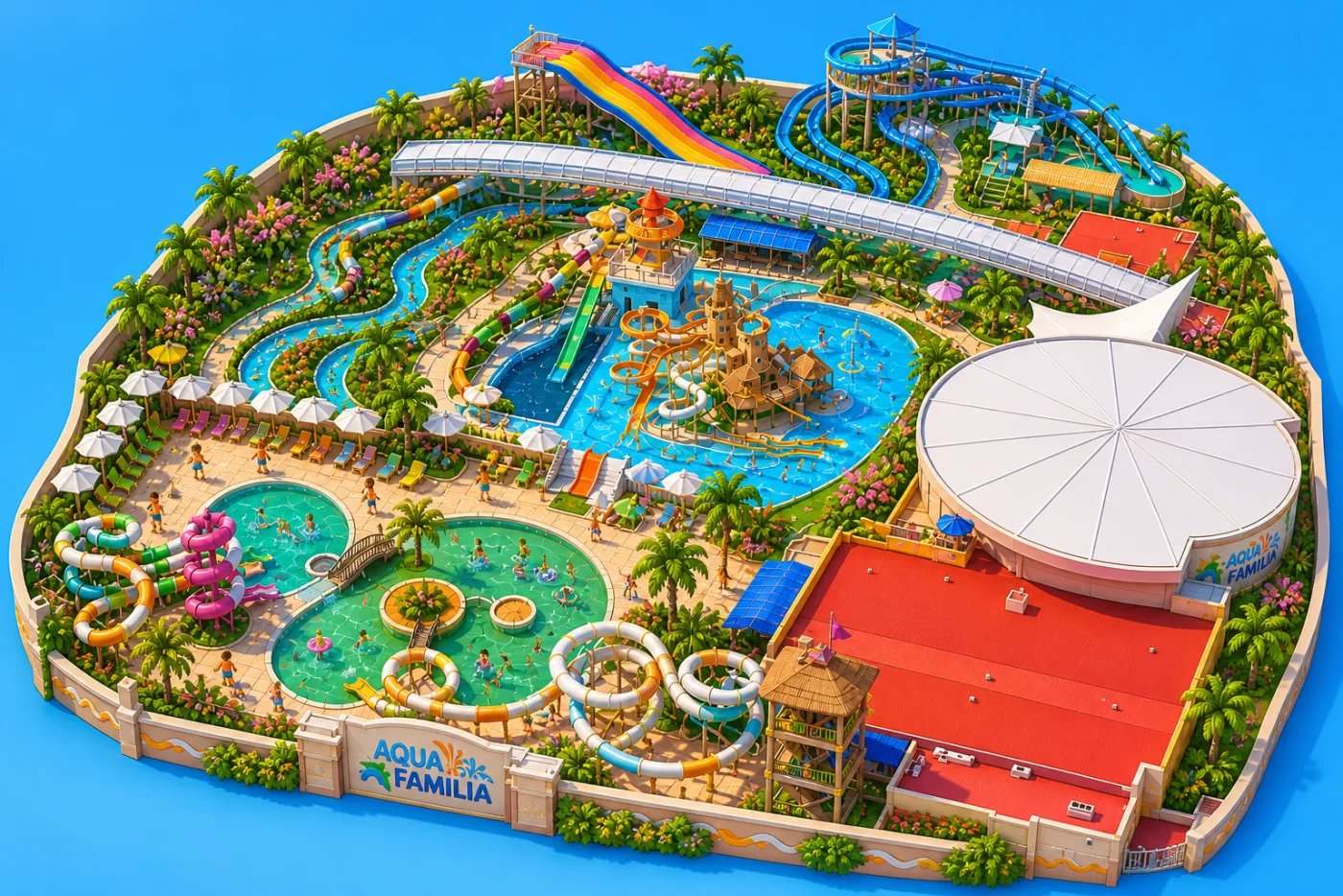Render 3D del parque acuático Illa Fantasia
